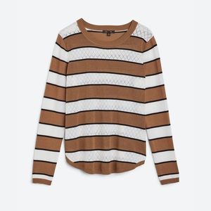Lety & Me Giada Pointelle Detail Sweater Brown-Large